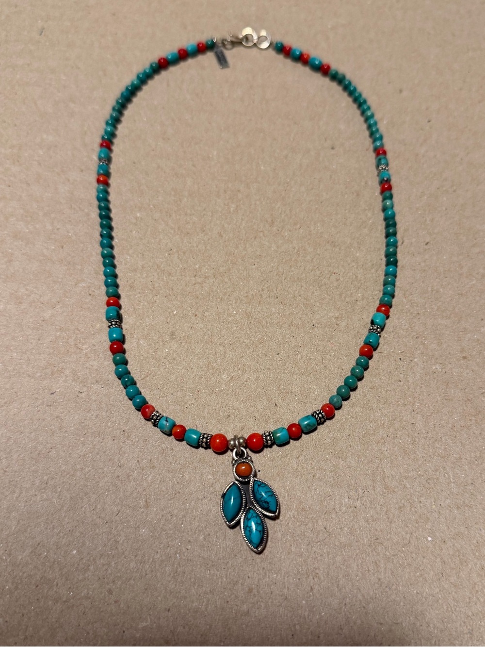Paige Wallace Turquoise Coral Sterling Necklace Pinto Ranch